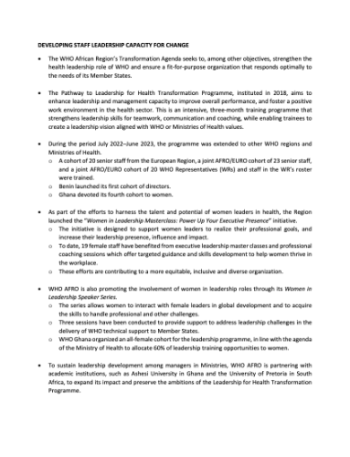 Developing staff leadership capacity for change
